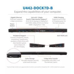 Eaton Tripp Lite - Station d accueil USBC, triple écran - HDMI 4K et DisplayPort, VGA, USB 3.2 Gen 1, HUB USB-A/C, GbE…