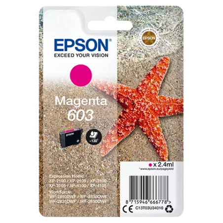 EPSON Cartouche Etoile de Mer 603 Magenta 2,4ml Alarme
