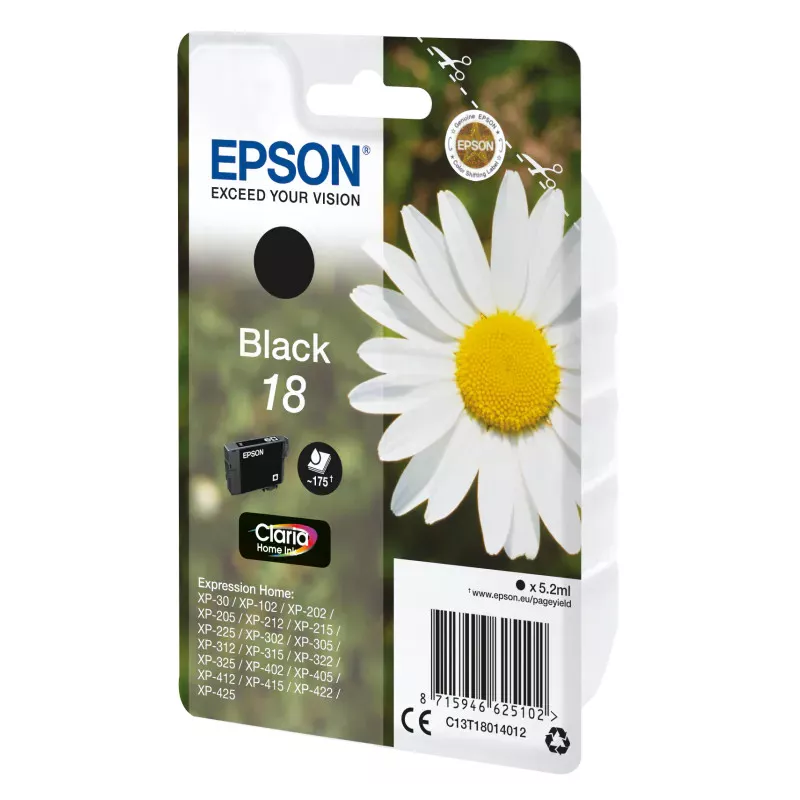 EPSON Cartouche Pâquerette 18 Encre Claria Home Noir 5,2ml Alarme