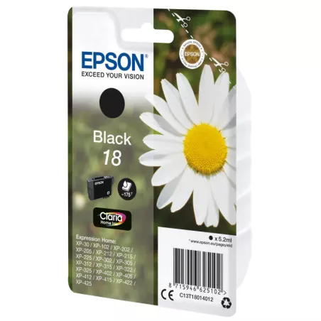 EPSON Cartouche Pâquerette 18 Encre Claria Home Noir 5,2ml Alarme