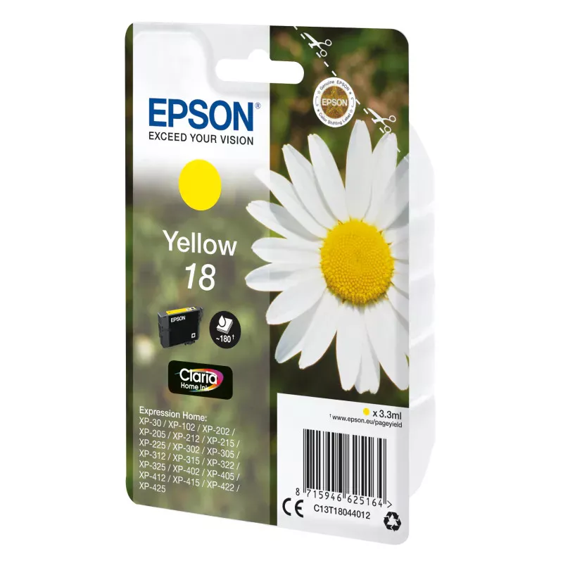 EPSON Cartouche Pâquerette 18 Encre Claria Home Jaune 3,3ml Alarme