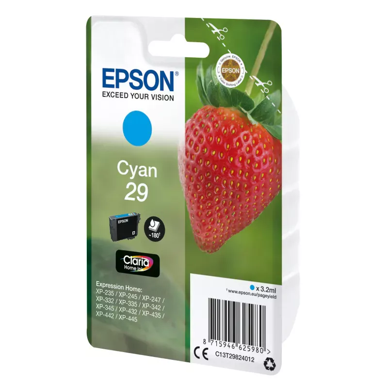 EPSON Cartouche Fraise 29 Encre Claria Home Cyan 3,2ml Alarme