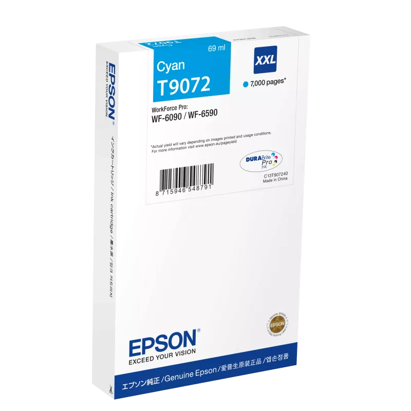 EPSON Cartouche T9072 Durabrite Pro XXL Cyan 69,1ml WF-6xxx