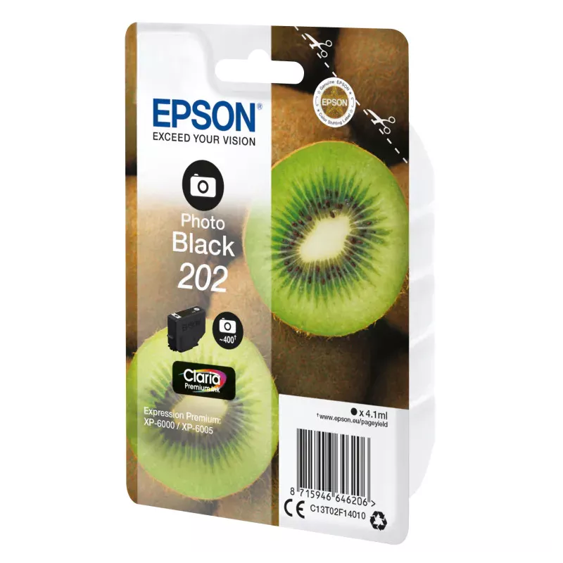 EPSON Cartouche Kiwi 202 Encre Claria Premium Noir Photo 4,1ml