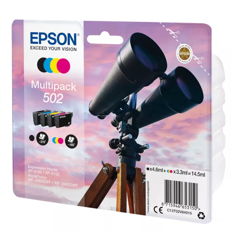 EPSON Multipack Jumelle 502 Encre N,C,M,J 1x4,6ml+3x3,3ml