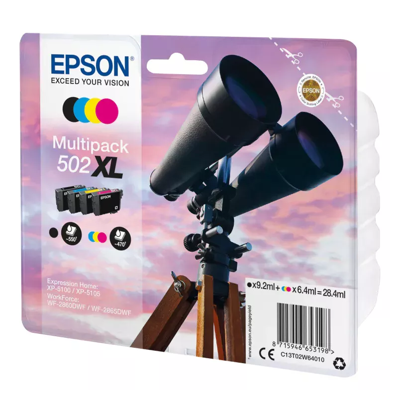 EPSON Multipack Jumelle 502XL Encre N,C,M,J 1x9,2ml+3x6,4ml