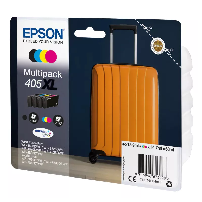 EPSON Multipack 405XL Encre Durabrite Ultra Valise N,C,M,J 1x18,9ml+3x14,7ml