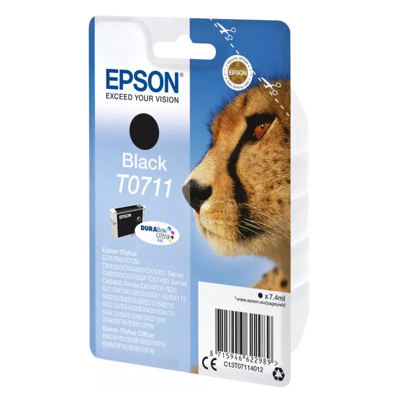 EPSON Cartouche Guépard T0711 Encre DURABrite Ultra Noir 7,4ml