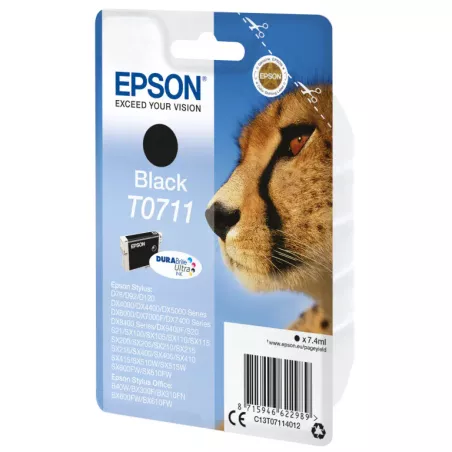 EPSON Cartouche Guépard T0711 Encre DURABrite Ultra Noir 7,4ml