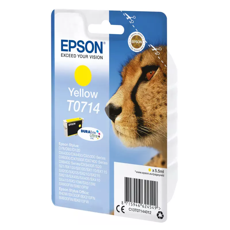 EPSON Cartouche Guépard T0714 Encre DURABrite Ultra Jaune 5,5ml