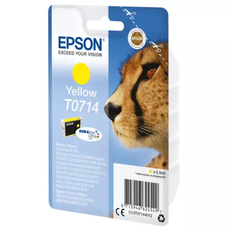 EPSON Cartouche Guépard T0714 Encre DURABrite Ultra Jaune 5,5ml