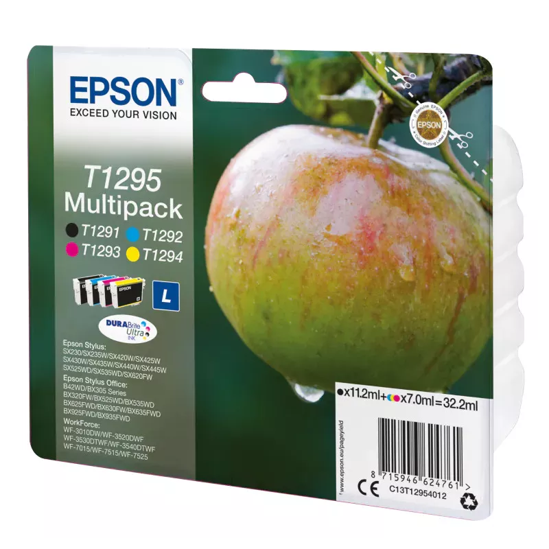 EPSON Multipack Pomme T1295 Encre DURABrite Ultra N, C, M, J 32,2ml