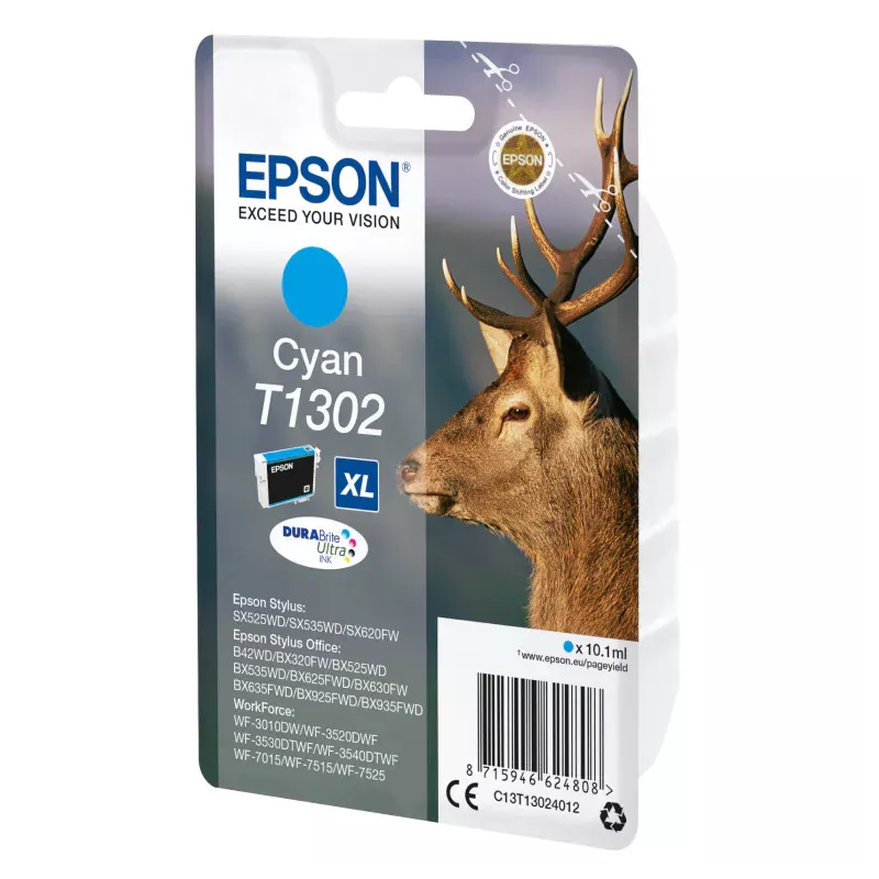 EPSON Cartouche Cerf T1302 Encre DURABrite Ultra Cyan XL 10,1ml