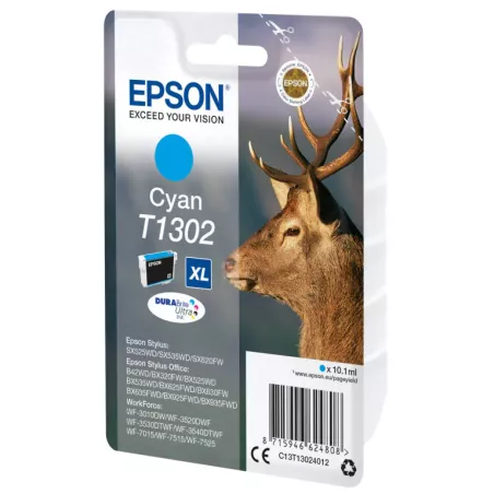 EPSON Cartouche Cerf T1302 Encre DURABrite Ultra Cyan XL 10,1ml
