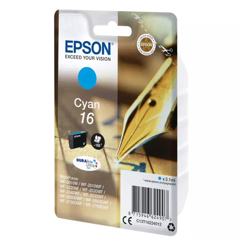 EPSON Cartouche Stylo à plume 16 Encre Durabrite Cyan 3,1ml