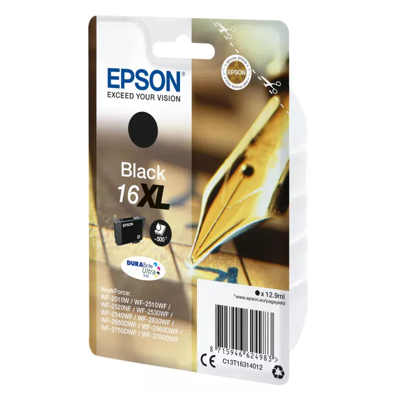 EPSON Cartouche Stylo à plume 16XL Encre Durabrite Noir XL 12,9ml