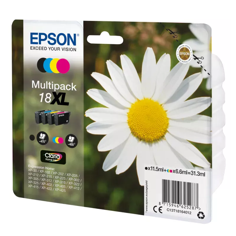 EPSON Multipack Pâquerette 18XL Encres Claria Home N,C,M,J XL 31,3ml