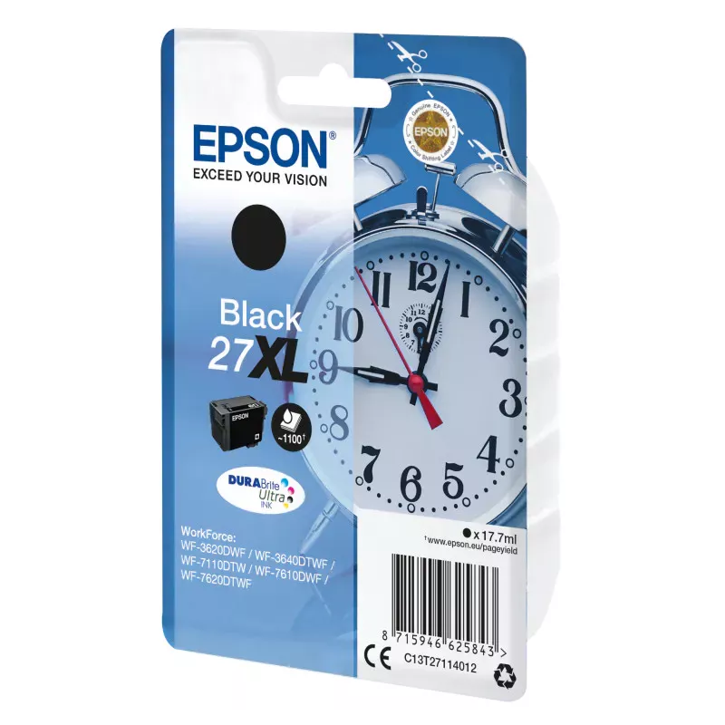 EPSON Cartouche Réveil 27XL Encre Durabrite Noir XL 17,7ml