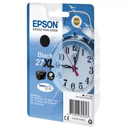 EPSON Cartouche Réveil 27XL Encre Durabrite Noir XL 17,7ml