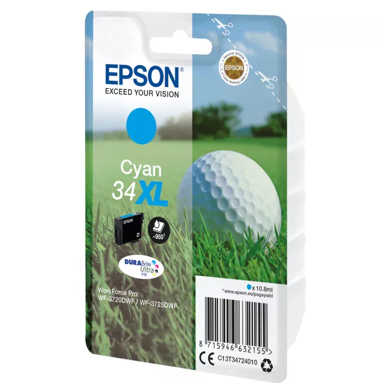EPSON Cartouche Golf 34XL Encre Durabrite Cyan 10,8ml