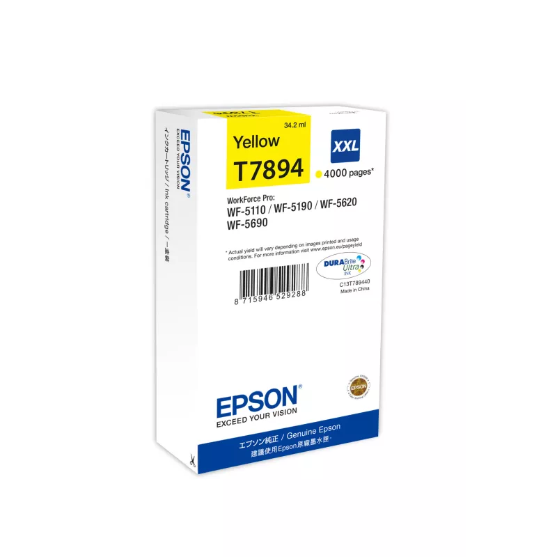 EPSON Cartouche Encre T7894 Jaune XXL 4 000 pages WF-51xx/56xx