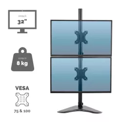 FELLOWES BRAS PORTE-ÉCRANS DOUBLE VERTICAL SUR PIED PROFESSIONAL SERIES
