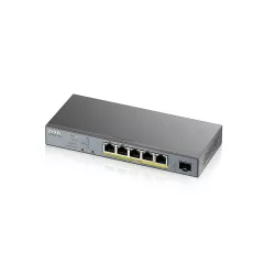 Zyxel GS1350-6HP -Commutateur 6p gérable CCTV PoE 60W, 802.3BT (1 year NCC Pro pack license).