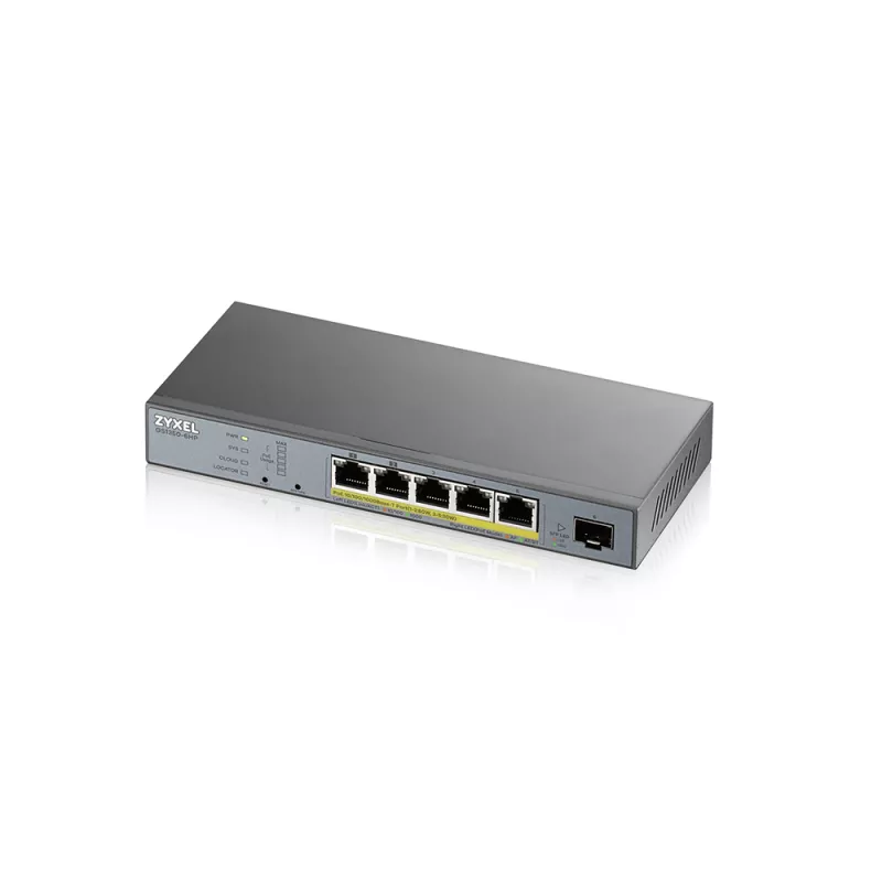 Zyxel GS1350-6HP -Commutateur 6p gérable CCTV PoE 60W, 802.3BT (1 year NCC Pro pack license).