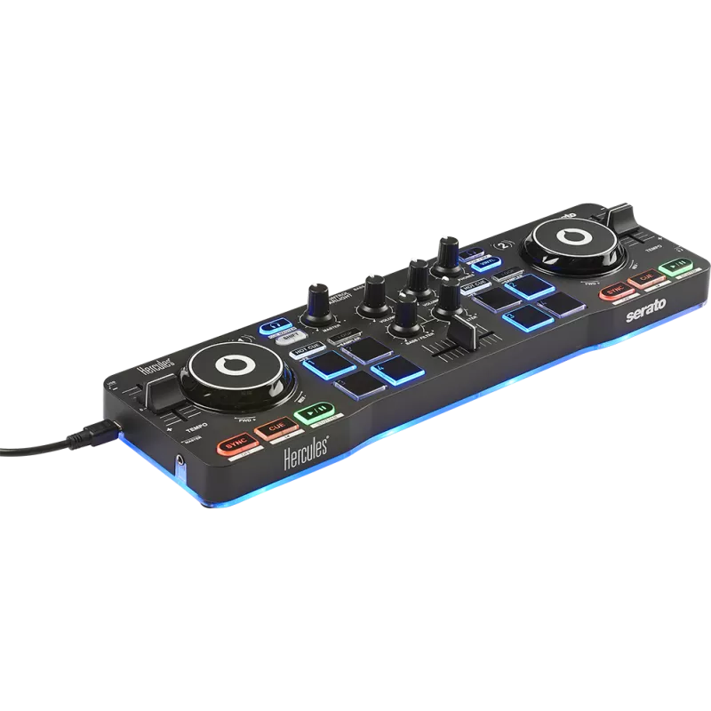 Hercules DJControl STARLIGHT controleur DJ Lite DJing avecSerato Interface audio DJ intégrée jogs wheels sensible - égal des bas