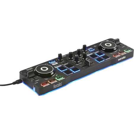 Hercules DJControl STARLIGHT controleur DJ Lite DJing avecSerato Interface audio DJ intégrée jogs wheels sensible - égal des bas