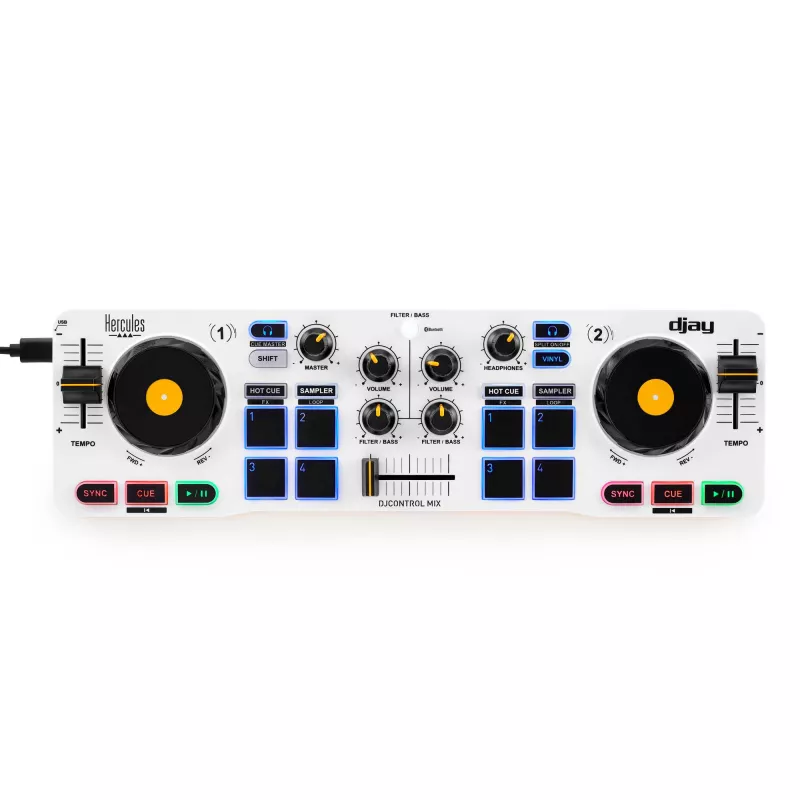 Hercules DJControl Control MIX Bluetooth Pour Smartphone et tablettes ( Andoid et iOS) 2 Platines + mixage au centre Alim USB…