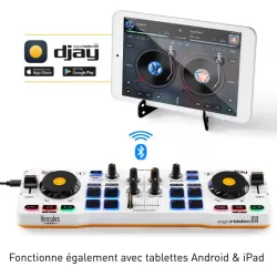 Hercules DJControl Control MIX Bluetooth Pour Smartphone et tablettes ( Andoid et iOS) 2 Platines + mixage au centre Alim USB…