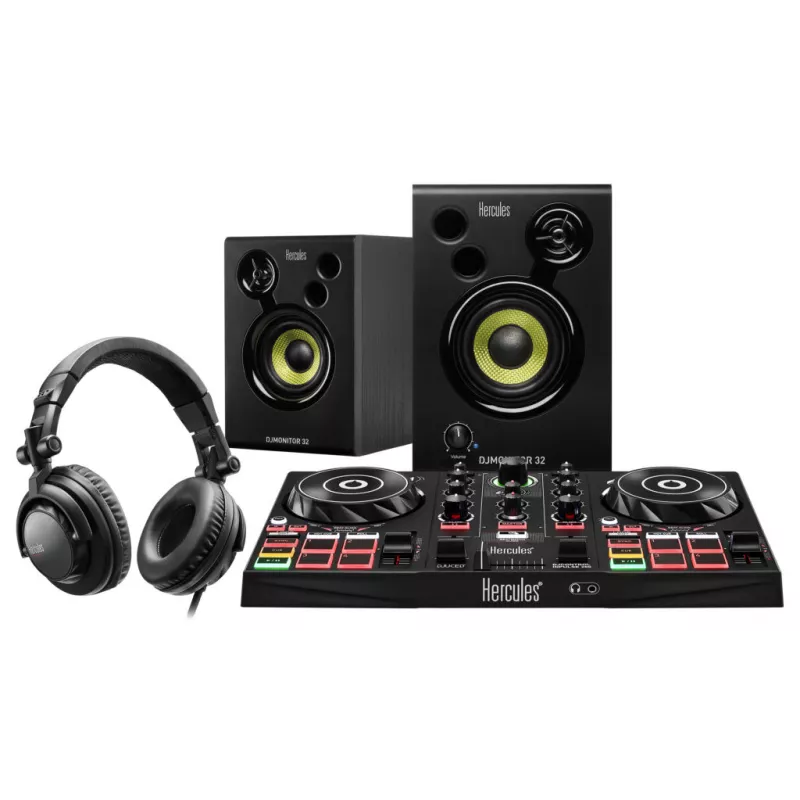HERCULES DJLEARNING KIT MK2 pour apprendre a mixer et devenir DJ Controleur DJ 2 platines+ Enceintes actives 2x15wRMS+ Casque DJ