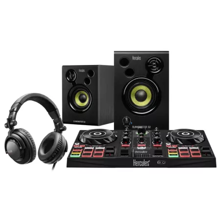 HERCULES DJLEARNING KIT MK2 pour apprendre a mixer et devenir DJ Controleur DJ 2 platines+ Enceintes actives 2x15wRMS+ Casque DJ