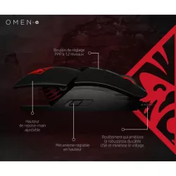 Souris Filaire OMEN by HP Reactor Noir, capteur optique 16000 DPI temps de réponse de clic de 0,2ms confort & forme…