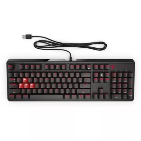 Clavier de jeu encodeur OMEN LED Noir/Rouge, commutateurs mécaniques CHERRY MX Rouge, revêtement natté LED dédiée a chaque…