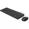 Clavier et souris filaires HP 150 Noir, AZERTY, précis et ergonomiques, clavier silencieux, touches ultraplates