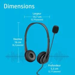 HP-C Casque stéréo USB HP G2, suppression du bruit, confortable et un réglage facile