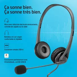 HP-C Casque stéréo USB HP G2, suppression du bruit, confortable et un réglage facile