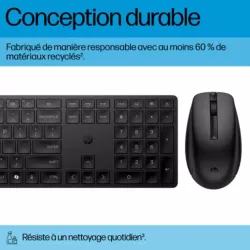 HP-C HP 655 Noir - Ensemble clavier et souris sans fil 2,4 GHz, 2 x AAA (clavier), 2 x AAA (souris) - STB