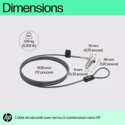HP-C Câble de verrouillage avec combinaison Essential Nano
