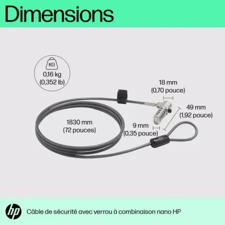 HP-C Câble de verrouillage avec combinaison Essential Nano