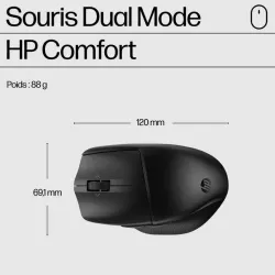 HP-C HP 685 Comfort Noir - Souris sans fil Dual mode (2,4 GHz, Bluetooth), 4000 dpi, 1x pile AA - STB