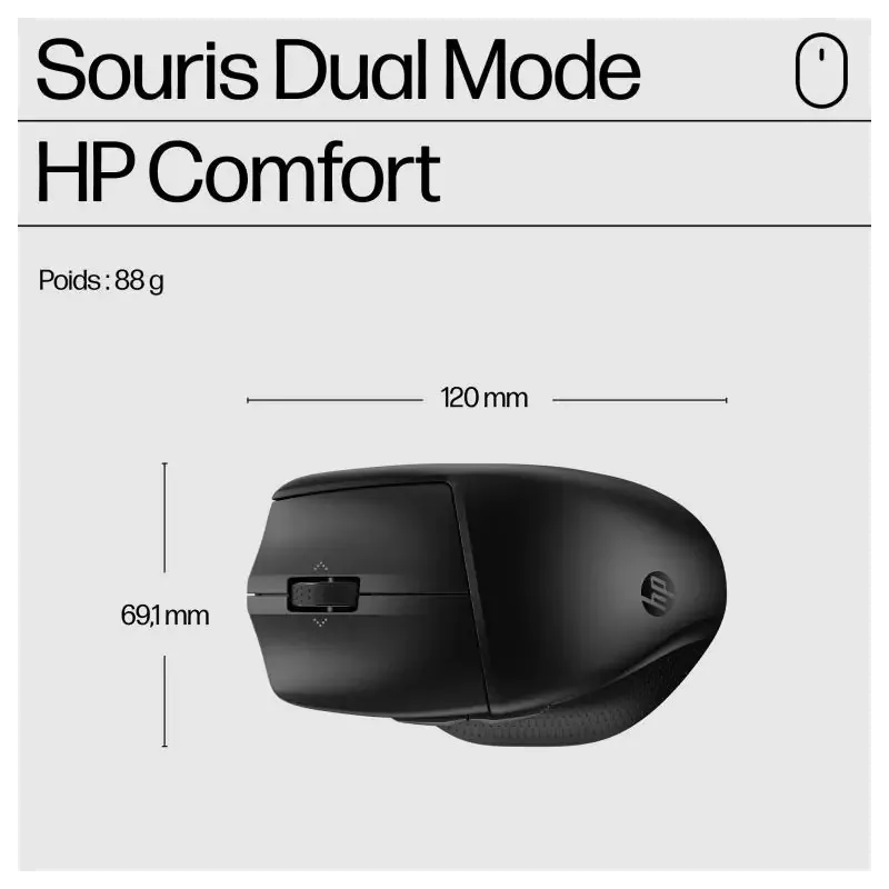 HP-C HP 685 Comfort Noir - Souris sans fil Dual mode (2,4 GHz, Bluetooth), 4000 dpi, 1x pile AA - STB