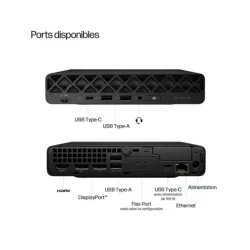 Desk HP Elite Mini 8 DM G1 Intel Core U7-265T 24Go 512GoSSD Intel Graphics 13 Tops WIN11PRO D4DQ6ET