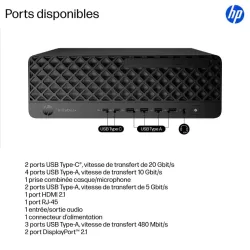 Mini PC HP EliteDesk 8 G1i Intel Core Ultra 7 265 16GO 512GoSSD Intel Graphics WIN11PRO C6QN0ET