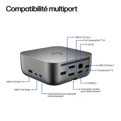 Station d'Accueil HP Thunderbolt 4 100W G6 Dock EURO 9X472UT