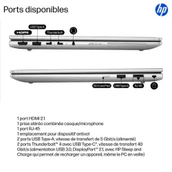 Portable HP EliteBook 6 Intel Core Ultra U5-225U 16Go 512GoSSD Intel Graphics 12 Tops 14'' WUXGA Win11Pro AD4E6ET