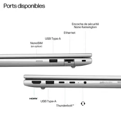 Portable HP EliteBook 6 Intel Core Ultra U7-255U 16Go 512GoSSD Intel Graphics 12 Tops 14'' WUXGA Win11Pro AD4E7ET