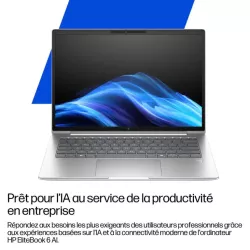 Portable HP EliteBook 6 Intel Core Ultra U7-255U 16Go 512GoSSD Intel Graphics 12 Tops 13.3'' WUXGA Win11Pro AD4F1ET